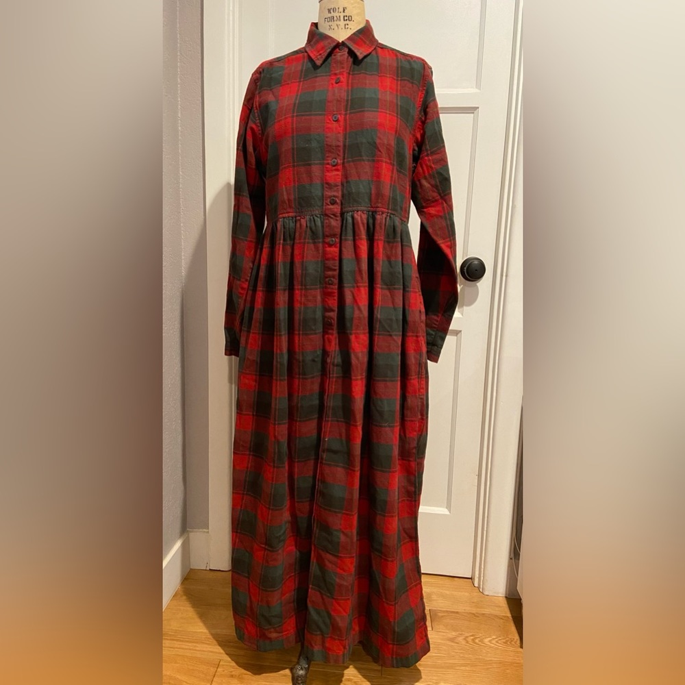 Eddie Bauer Vintage Red and Grey Plaid Flannel Dress